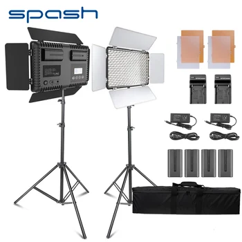 

spash TL-600S 2 Sets Studio Light LED Video Light for Youtube Shoot 600 Beads 25W CRI90 Photo Lamp with 200cm Tripod Battery