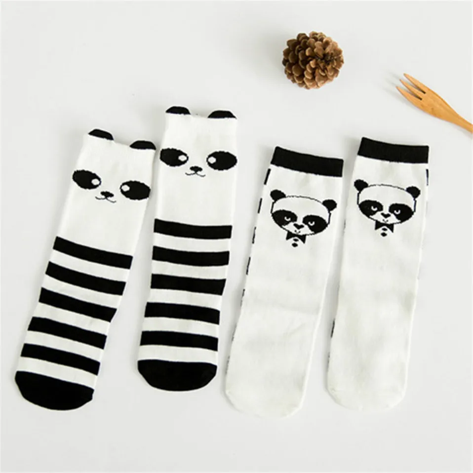 Cotton Baby Socks Animal Printed Knee High Kids Boy Girl Cute Socks Anti Slip Cartoon Cat Panda Leg Warmers