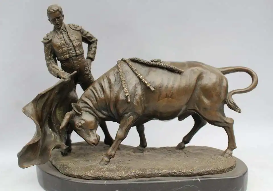 FREE SHIPPING Spain Bronze Marble Statue Matador Bull Spanish Torero