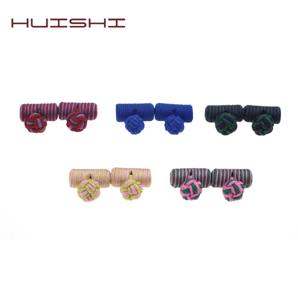

HUISHI Multicolor Shirt Cufflinks Man Elastic Fabric Silk Knot Ball Cuff links Hot Selling Classic Mens Cufflinks For Party Gift