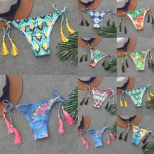 itfabs Новые Горячие бразильские Женские V стринги дерзкие Ruched летние шорты для плавания Бикини Низ кисточкой треугольный купальник пляжная одежда