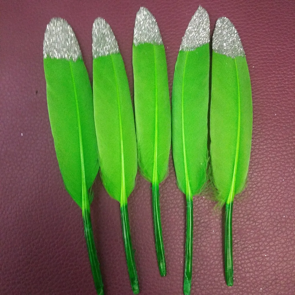 Dyeing Goose Feathers,20pcs/Lot,Green+ Silvery Feathers,Decorative