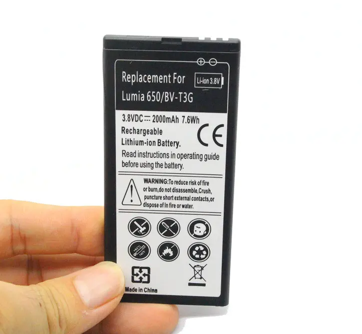 10 шт./лот 2000 мАч/7.6Wh BV-T3G запасная батарея чехлы-книжки для телефонов Microsoft Nokia lumia 650