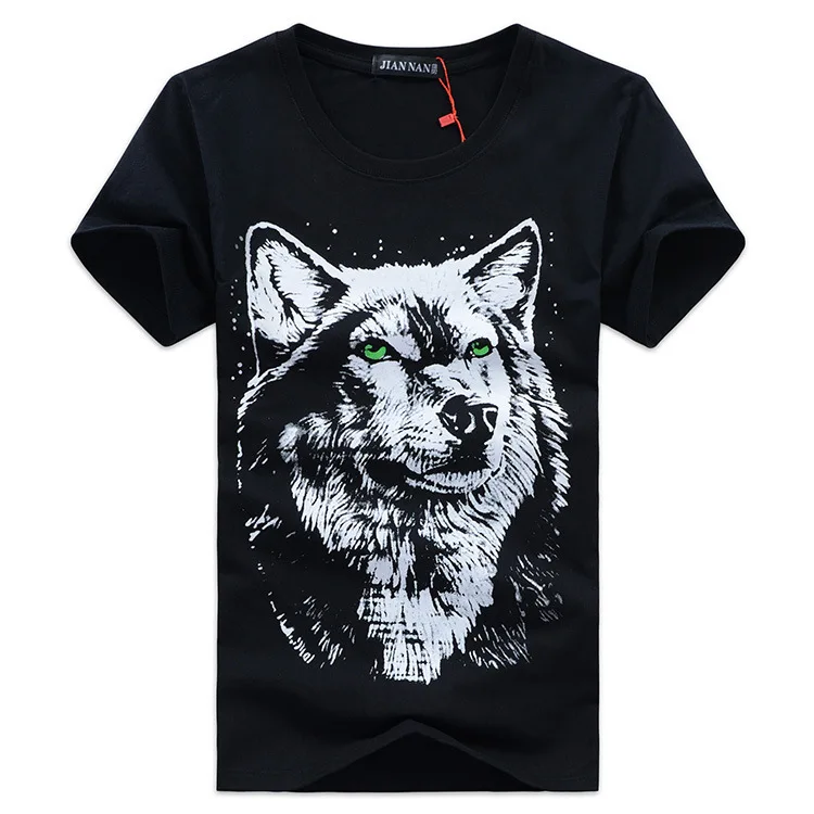 Fashion summer short sleeve t shirt men brand clothing cotton comfortable male t-shirt 3D wolf print tshirt men clothing