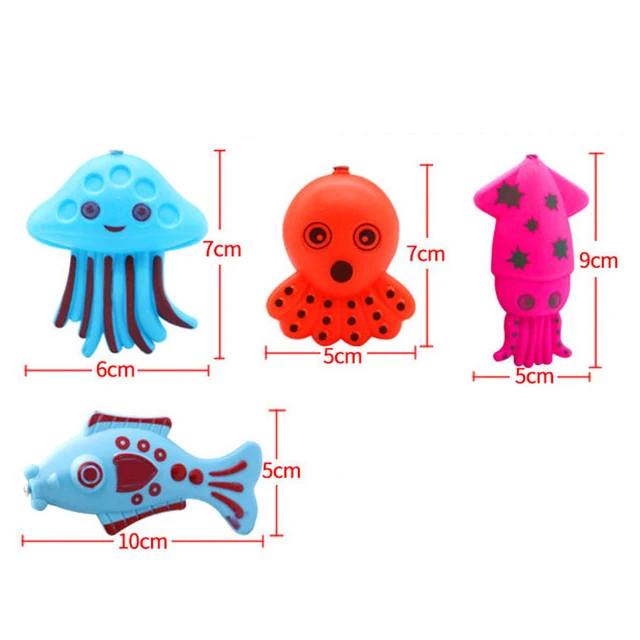 MagiDeal 1Set Fish Model Set Baby Magnetic Fishing Bath Time Water Toy for Bathroom Beach Outdoor Fun Kids Pretend Play Toys 5