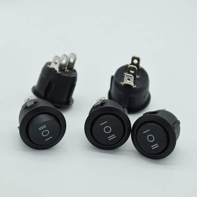 Mini Interruptor Basculante Redondo Negro De 3 Pin SPDT ON OFF, A