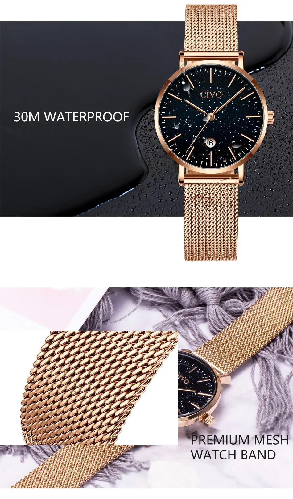 Civo luxo bling senhoras relógio feminino zegarek