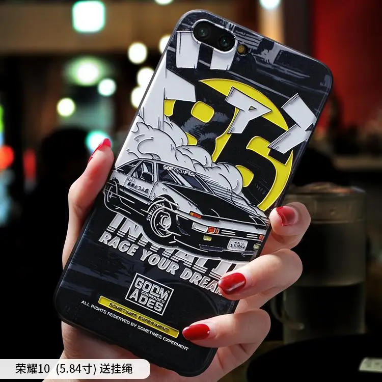 

Initial D ,Moon Astronaut ,Smoking warning embossed Relief case For Huawei Honor 10 honor10, Honor 8 honor8 case cover