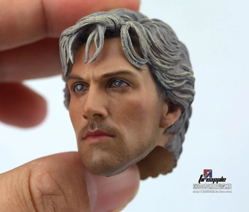 

1/6 Scale Quicksilver Aaron Johnson Head Carved plastic silver hair Model Head Carving fit 12" Male body Model Toy