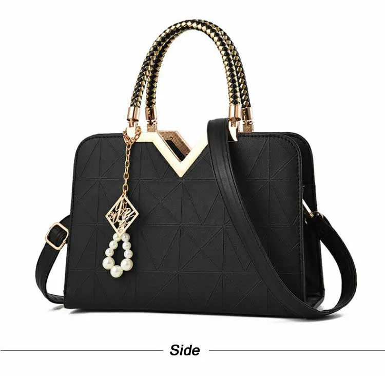 Women's Luxury Designer PU Leather Shell Tote Famous Brand Handbag for Women 2019 Lady Office Black White Crossbody Shoulder Bag (13)