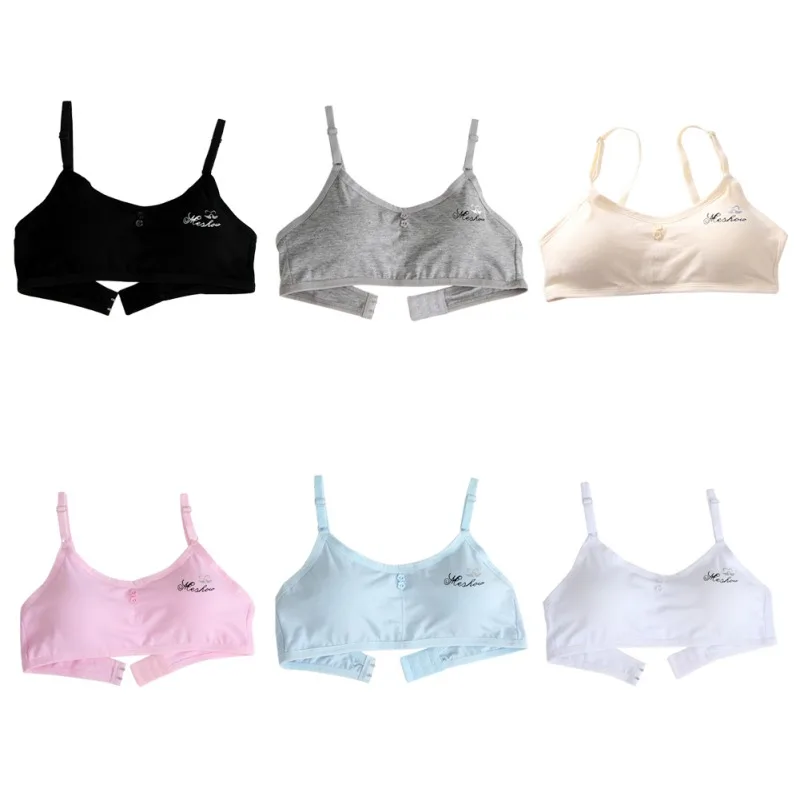 

Teenager Girls Bra Underwear Soft Padded Cotton Letter Print Bra for Young Girls for Yoga Sports Running Free Size
