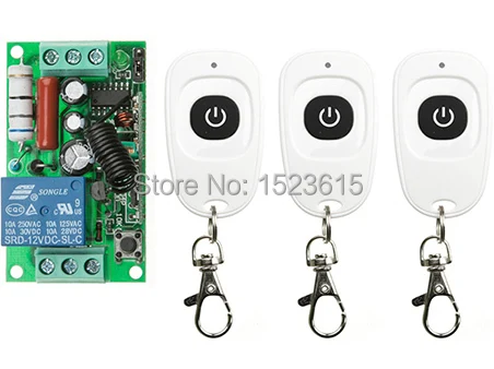 

AC220V 1CH Wireless Remote Control Switch System teleswitch Receiver & 3pcs one-button White waterproof Remote 315mhz/433mhz