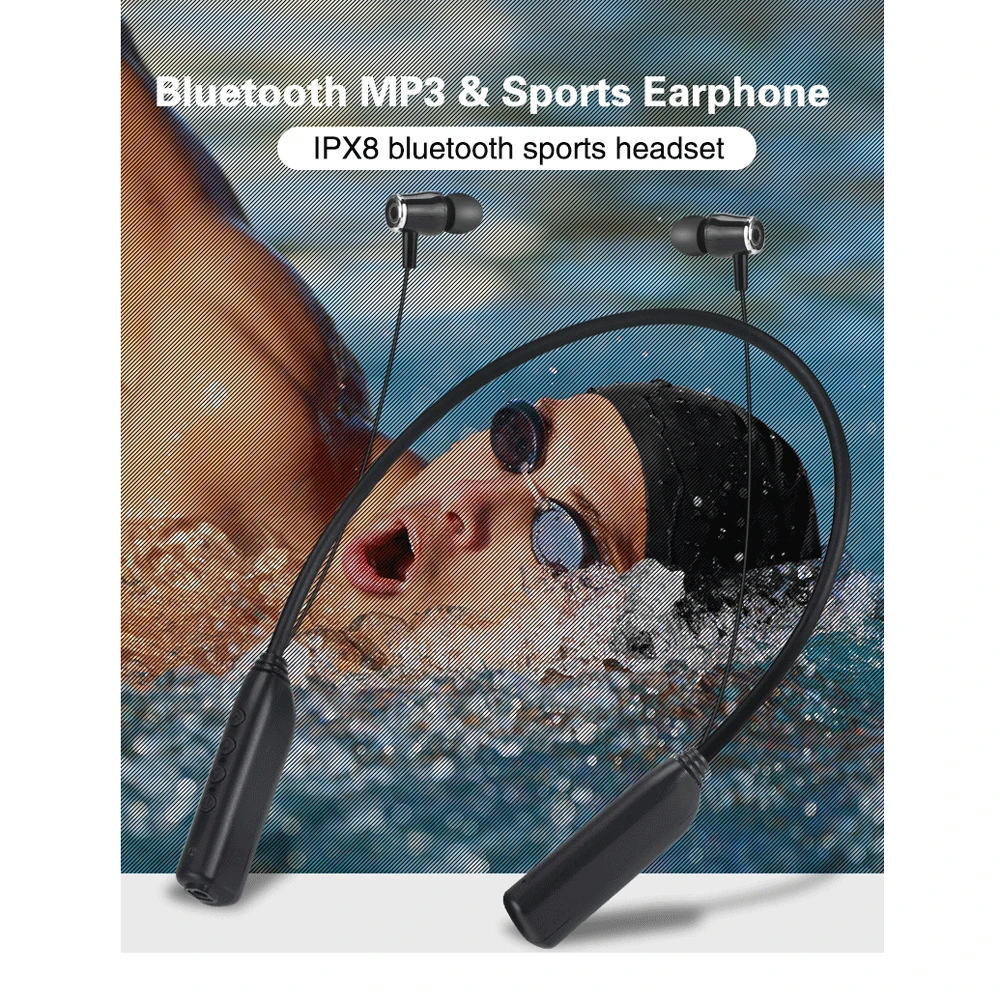 

Outdoor IPX8 V32 Bluetooth Waterproof Swimming MP3 Player Sport Headphone HiFi Music 8G/16G/32G Memory Earphones