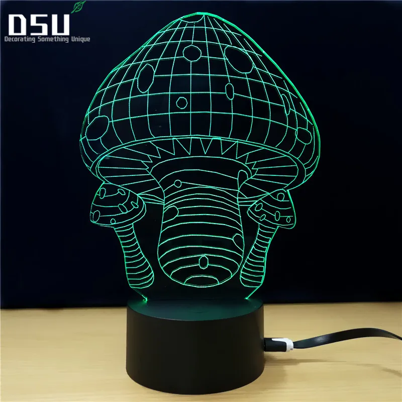 

Mushroom 3D Visualization Amazing Optical Illusion 7 Color Changing Touch Button USB Powered Home Decor Lamp Desk Gift for Kids
