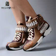 Prova Perfetto модная одежда из смешанных материалов, Для женщин спортивная обувь на плоской подошве повседневная женская обувь сандалии на веревочной подошве-платформе с толстой мягкой подошвой; женские мокасины; обувь для тенниса