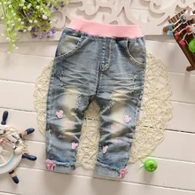 Casual Printemps Automne Roupas Bébé Filles de bande dessinée Souris Lavé Denim Jeans Pleine Longueur Pantalon Pantalones Enfants Pantalon S4750