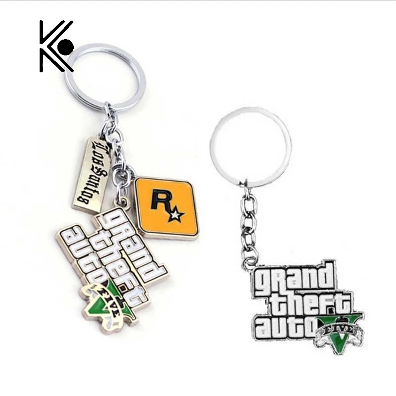 

Free Shipping PS4 GTA 5 Game keychain Grand Theft Auto 5 Keychains For Men Fans Xbox PC Rockstar Can Drop Shipping