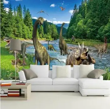 

Custom Photo Wallpaper 3D Stereo Large Murals Jurassic era dinosaurs living room sofa bed bedroom flash silver cloth wallpaper