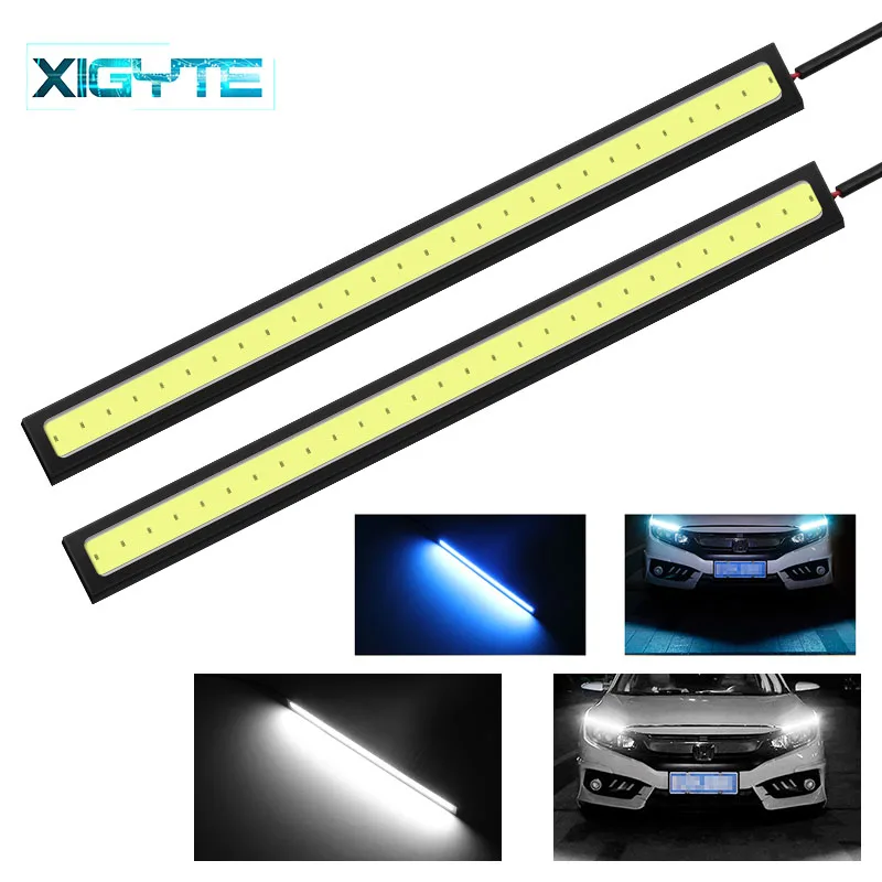 2 PCS 17CM WATERPROOF COB LED STRIP DAYTIME RUNNING DRL FOG DRIVING WHITE LIGHTS