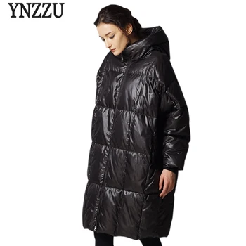 

YNZZU High Quality Women's Winter Jacket Winter Loose Thick Warm White Duck Down Coat Casual Outwears Large Size AO352