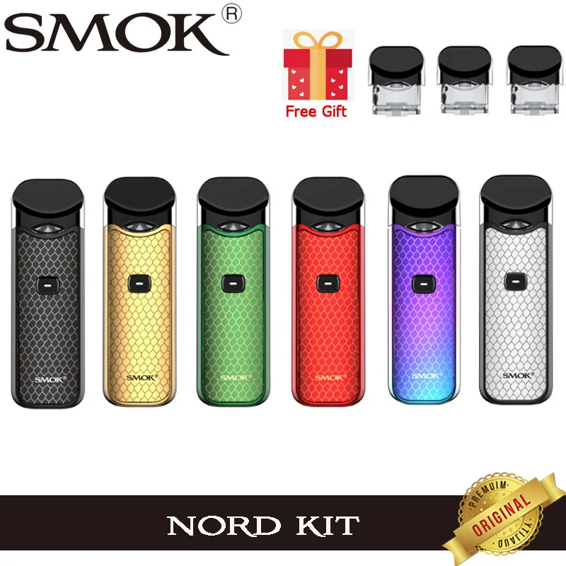 

Original Smok Nord Pod Starter Kit with 1100mAh Battery 3ML Cartridge Atomizer with Nord Mesh coil Electronic Cigarette Vape