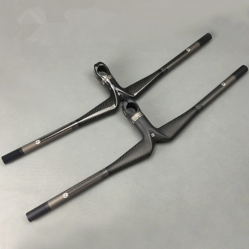 Full Carbon bike handlebar + stem MTB bicycle Integrated handlebar with