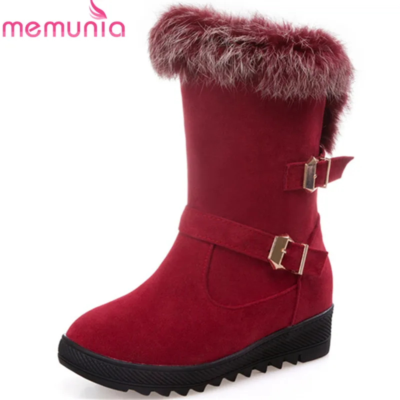 

MEMUNIA 2019 new arrival ankle boots for women flock keep warm winter snow boots round toe buckle platform shoes woman