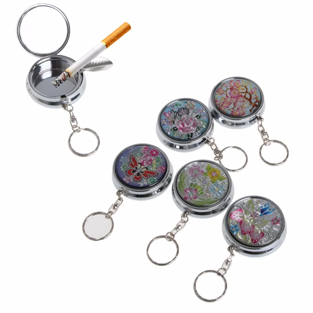 Portable Stainless Steel Pocket Round Cigarette Ashtray Case Ashtray