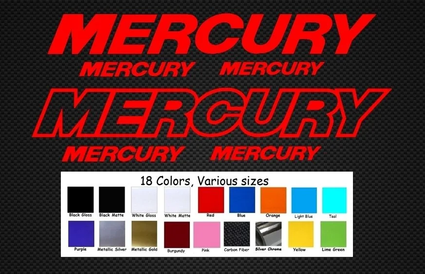 

For 2Pcs Mercury Decal Sticker LARGE Kit Outboard OptiMax Pro XS Reproduction Bass Boat Car Styling
