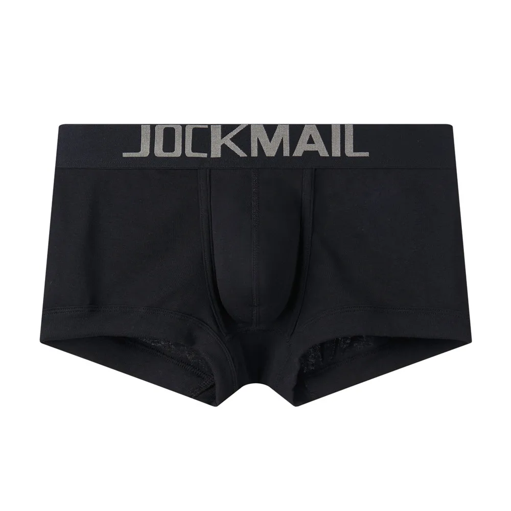 JOCKMAIL дышащий Боксер самакуэка homme мужское хлопковое нижнее белье Боксеры U выпуклая сумка сексуальные мужские трусы-боксеры трусы для геев - Цвет: Черный