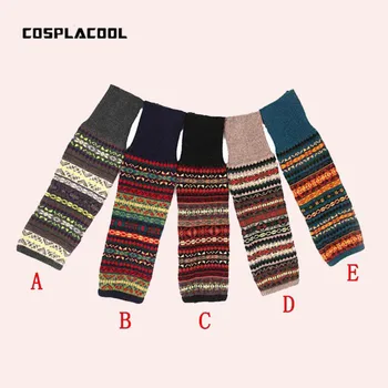 

[COSPLACOOL] Women Bohemis Crochet Knitted Long Leg Warmers Meias Spring Patchwork Knee High Warm Boot Socks Women