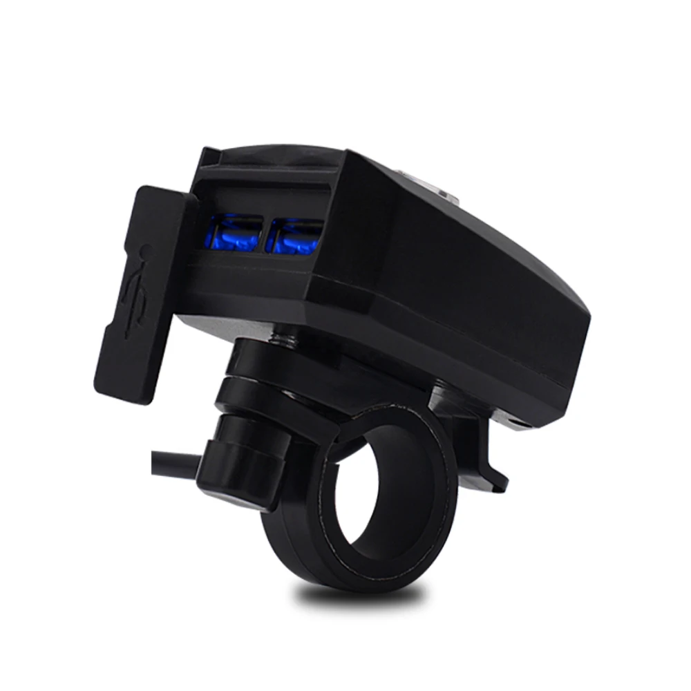 

10V-80V Motorcycle 2.4A Dual USB Waterproof Power Charger Scooter Handlebar Cigarette Lighter Adapter Moto Accessories