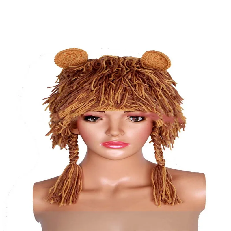 2017 Novelty Knitted Autumn Winter Women Caps Cute Hats With Braid