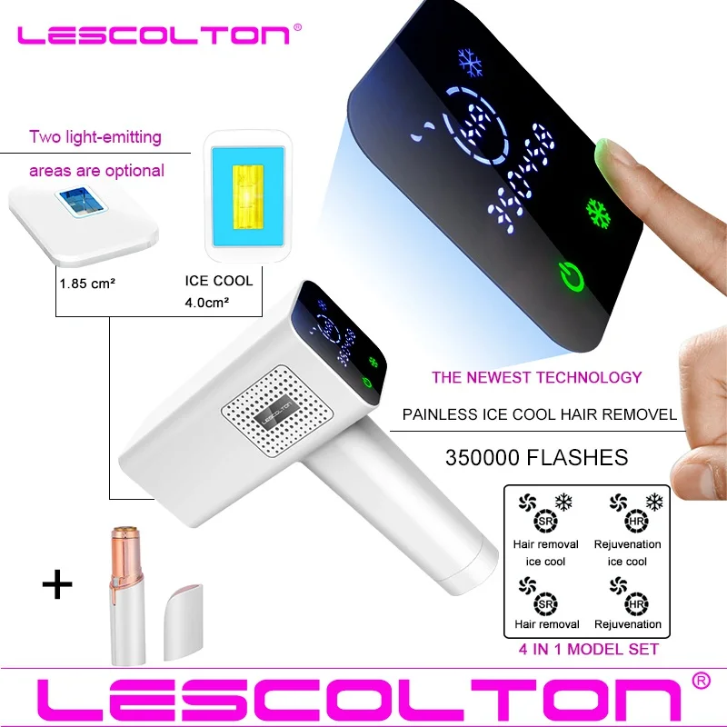 Lescolton, 4 в 1, Эпилятор icecool IPL, постоянное лазерное удаление волос с ЖК-дисплеем, лазерный триммер для бикини, фотоэпилятор