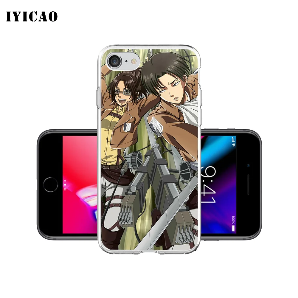 IYICAO Attack on Titan мультяшный Мягкий силиконовый чехол для телефона iPhone X XR XS MAX 6 6s 7 8 Plus 5