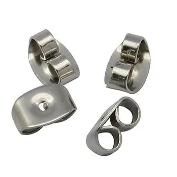 

1000Pcs 304 Stainless Steel Earnuts Earrings Backs, about 4.5x6.5mm, 3.2mm thick, hole: 0.7mm