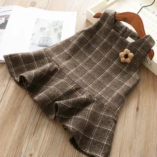 Осенне-зимние детские платья для девочек, сарафан в клетку с буйволами для маленьких девочек, детское платье принцессы для волос, рождественское платье