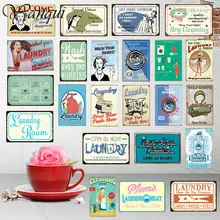 Наклейки для сушки белья Стирка Химчистка металлические жестяные вывески кухонный магазин домашний декор для стен в винтажном стиле Железный постер YQZ086