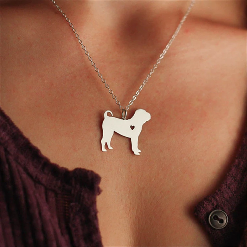 1pcs Shar Pei Pendant Cute Heart Dog Necklace Charm Puppy Pet Choker Best Friend Animal Necklace