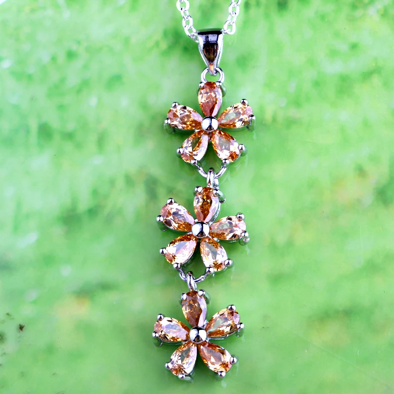 JROSE оптовая довольно прекрасный цветок оформление морганитом серебро без цепи