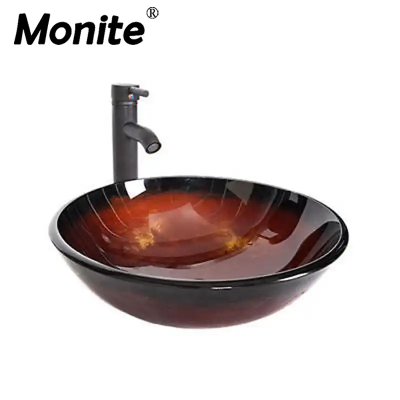 Basin Sink Faucet Set Bathroom Glass Basin Sink Countertop Hand Painted Washbasin Sink Round Bowl Orb Bathroom Faucet Bathroom Sinks Aliexpress
