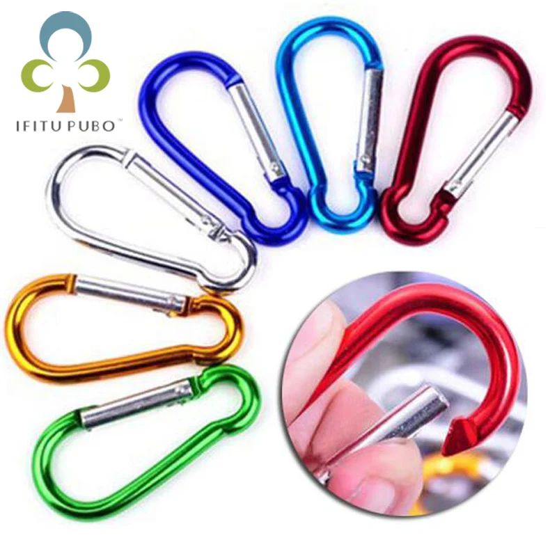 

10Pcs/set Colorful Aluminum Spring Carabiner Snap Hook Hanger Keychain Travel Kit for Camping Hiking #4 #5 #6 GYH
