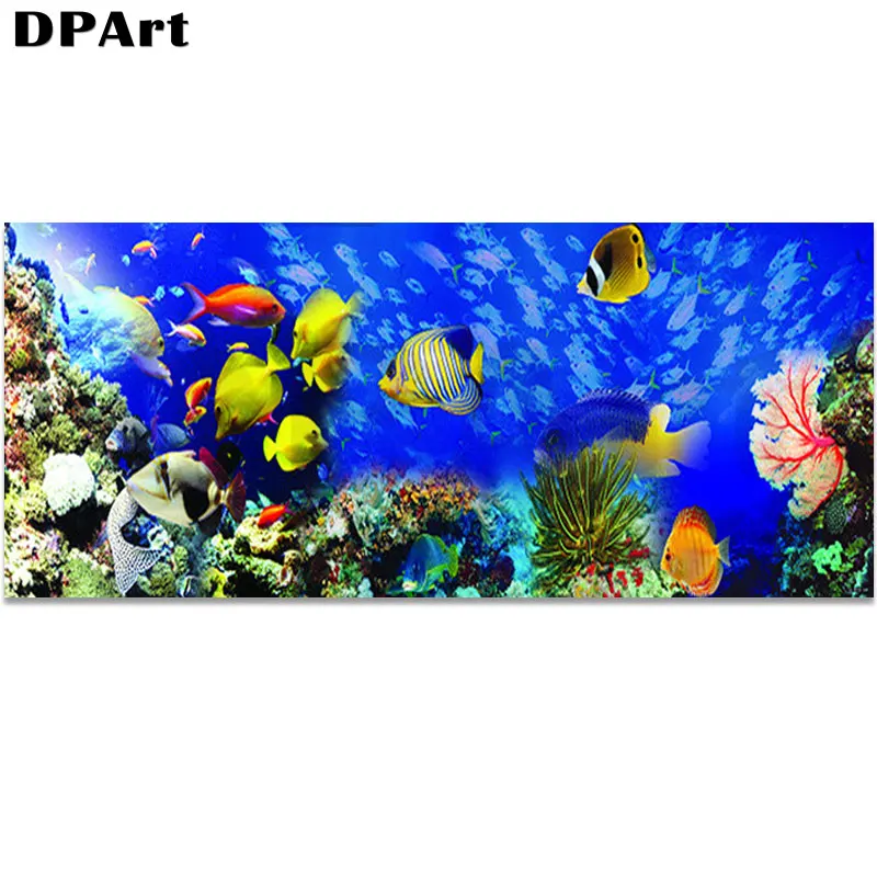 

Daimond Painting 5D Full Square/ Round Fish Underwater World Scenery Diamond Rhinestone Crystal Cross Stitch Mosaic Decor M024