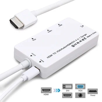 

Jimier VGA/Audio/HDMI/DVI 4in1 Dongle Adapter HDMI Adapter Multiport Splitter Converter For PS3 HDTV PC Monitor Projector