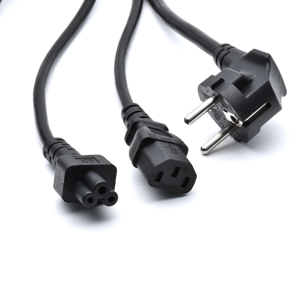 Y Type Splitter Power Cord  Eu Plug 3 Prong Male Power