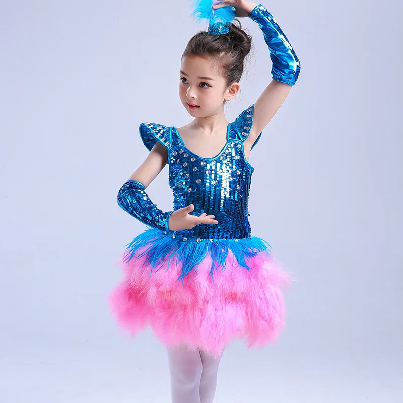 2019 Children kids Sequin jazz dance hip hop dance costumes ballroom ...