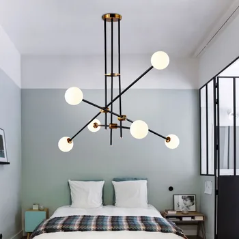 

Modern hanging lamp light LED dinning bed room bedroom foyer round glass ball black gold nordic simple modern pendant light lamp