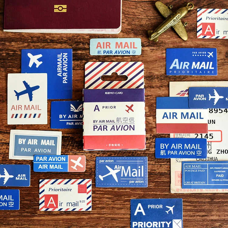 

45PCS/PACK Retro Airplane Air Mail Sticker Scrapbooking Stickers Marker Diary Decorate School Stationery Bullet Journal sl1709