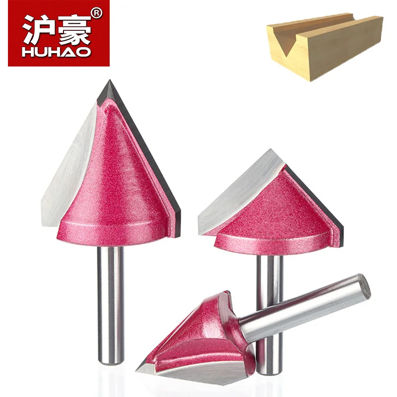 HUHAO 2 шт./лот 6 мм V бит CNC твердосплавная Концевая фреза 3D для дерева Вольфрам