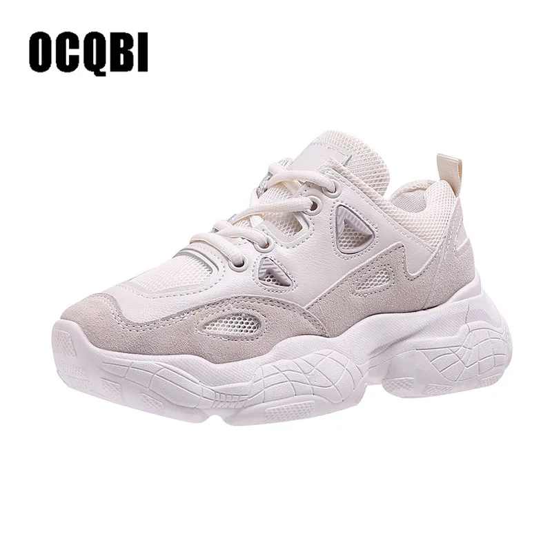 

New Stylish Women Shoes Increasing 5cm Flats Heels Sneakers Cushioning Height Platform Breathable Mesh Wave Sports Walking Shoes